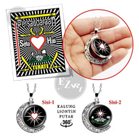 Kalung Liontin Putar PSHT SH Terate Bahan Kaca Bisa Di Putar 2 Sisi Tali Rantai Fashion EZ Art