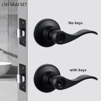 Zinc Alloy Single Tongue Lock Bathroom Keyless Door Lock Furniture Portable Door Lock Home Indoor Round Hole Handle Lockset