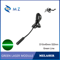 Hot Selling Compact Laser Diode Module D10x45mm 520nm 20mw 12V 24V Green Line Laser Industrial Grade CW Circuit Mode