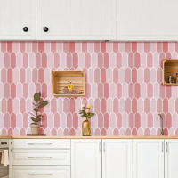 Brick style Wallpaper Self-Adhesive Pink Wall Stickers Waterproof 3D Tiles Stick on Backsplash 12*12 inch