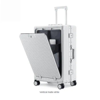Boarding bag durable aluminum suitcase，Aluminum frame suitcase，Front opening with USB for charging coach bag 20 inch carrier