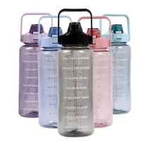 2 Litre Water Bottle with Straw Time Marker Outdoor Travel Sport Drinking Bottle for Kids Girls Summer Plastic Cup Kawaii Termos