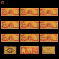 10 PCS/Lot Colorful Iraq Currency Paper 25000 Dinar in 24k Gold Plated Money Banknote Collections