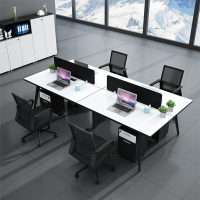 免運速發 辦公桌 工位桌 員工桌職員辦公桌簡約現代4/6人員工鋼架白色工作位屏風辦公室桌椅組合