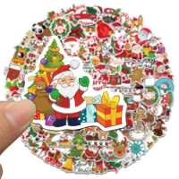 100PCS No-repeat New Christmas Stickers Cartoon Laptops Luggage Scooters Stickers DIY Toys Gift