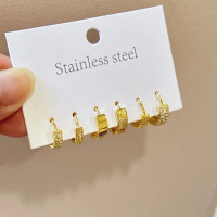 Anting Titanium Set isi 6PCS Mata Putih