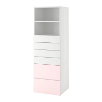 SMÅSTAD/PLATSA 書櫃, 白色 淺粉紅色/附6個抽屜, 60x57x181 公分