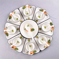 2024新款家用網紅陶瓷團圓拼盤餐具組合碗盤圓形盤過年家庭聚餐