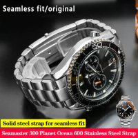 20mm 22mm Solid Arc Stainless Steel Watchband for Omega Strap 300 007 Hippocampus 600 Ocean Universe Men's Watch Band Bracelet