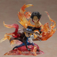 One Piece Action Figure Ace Sabo Figure Band of Brothers Figuras Battle Q Version PVC Collectible Model Toys for Christmas Gift