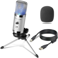 USB Microphone -Alvoxcon Computer Mic with Headphone Monitor Jack for Mac &amp; Windows PC, Laptop, Podcasting, Studio Recording, St