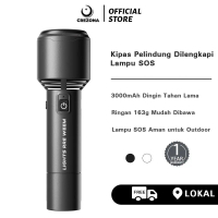 CREZONA Kipas Senter LED 2-in-1 Portable Lampu SOS & 5 Level Pencahayaan Baterai 3000mAh Tahan Lama 
