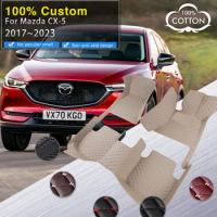LHD Car Floor Mats For Mazda CX-5 CX5 KF 2017~2023 Leather Luxury Mat Rugs Carpet Full Set Auto Interior Parts Car Accessories