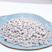 CHONGAI 100/500Pcs/500Gram Oblate Acrylic Letter Beads Single Alphabet White Round Bracelet Jewelry Beads&amp;Jewelry Making 4*7MM