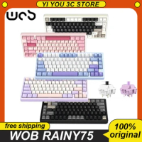 Wob Rainy75 Mechanical Keyboard Aluminum Alloy Bluetooth Wireless Three Mode Rgb Gasket Hot Swap 75% 81 Keys Gameing Keyboard