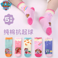 10PCS=5Pairs Hot Sale Genuine Paw Patrol Children Socks Girls Cartoon Skye Everest Spring Autumn Cotton Socks Girls Baby Socks