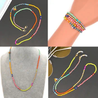 seed beads necklace multi colors chain small beads eyeglass chain eyeglasses cord