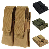 Molle System Tactical Pistol Double 9MM Magazine Pouch Molle Clip Military Airsoft Vest Mag Holder Waist Bag Hunting Accessories