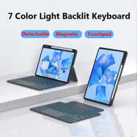 Trackpad Keyboard for OPPO Pad Neo 11.4 2024 for OPPO Pad Air 2 11.4 2023 Backlit Case Cover Folio Stand Build in Pencil Holder