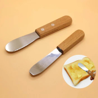 Butter Knife Wood Handle Kitchen Butter Spreader Sandwich Cream Jam Spreader Cheese Knife Kid Cutlery Tableware Kitchen Tools