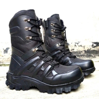 Sepatu PDL 5AA TNI POLRI Tactical Boots Safety Ujung Besi 10 inch model baru warna Hitam tinggi teng