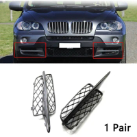 1Pair Front Bumper Grille Lower Bumper Fog Light Grille Honeycomb Through Hole For BMW X5 E70 2008-2010 Car Styling