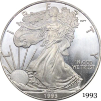 United States America 1993 In God We Trust 1 OZ Fine Silver Bullion Eagles One Dollar Silver Plated Copy Commemorative Coin