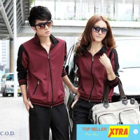Baju CP Jaket RED ZIPPER SL Couple Jaket babyterry merah Kekinian@@ Wanita Pasangan Hoodie Kaos
