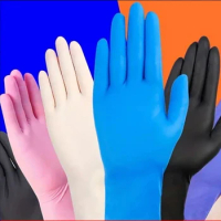 100PCS Disposable Thickened Waterproof Nitrile Gloves for Kitchen Baking Black White Blue Pink Gloves Powder Free Hair Salon