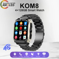 SERVO KOM8 4G Network Smartwatch SIM Card 4G+128G Google Play Store Heart Rate Sports IP67 Men's Smart Watch Phone For Android