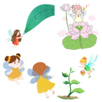 Cartoon Dream Cute Elf Flower Fairy with Wings Flying Little Fairy Custom Iron on Patches for Clothes Stickers Iron on Patch