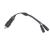 18AWG 12V Car Cigarette Lighter Power Supply Male to Dual DC 5.5mm x 2.1mm Female Adapter Cable for Camera CCTV Refrigerator