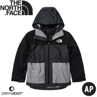 【The North Face 童 DV防水兩件式化纖雪衣外套 AP《灰黑》】7WR5/滑雪/防水/防風外套