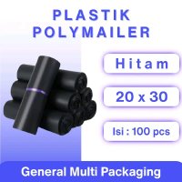 Plastik Polymailer Hitam Glossy 20x30 cm - 100 lbr / roll