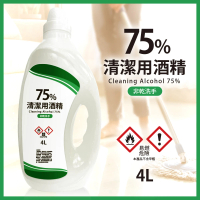75%潔用酒精居家清潔液/大桶4L*4瓶(異丙醇/非藥用75%潔用酒精/物品清潔用非乾洗手)