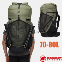 【MAMMUT 長毛象】Ducan Spine 70-80L 登山健行日用背包.雙肩後背包_2530-01510-40299 沼澤綠/黑