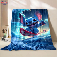 No.6 Disney Unique Stitch Blanket ชุดโซฟา ผ้านวมนุ่มฟูสี่ฤดู ผ้าห่ม Flannel การพักผ่อนกลางแจ้ง