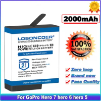 LOSONCOER for GoPro Hero 7 hero 6 hero 5 Black Battery or Triple Charger for Go Pro Hero7 6 hero5 Black camera battery