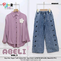 blouse remaja motif set celana jeans kulot abeli #3 by pgj2 usia 8-15 tahun terbaru