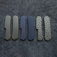 1 Pair Knife Titanium Handle Patches Scales for 85MM Victorinox Delemont Swiss Army Knives for Toothpick Tweezers Hole DIY Part