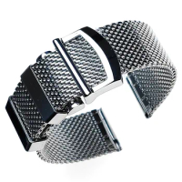 Mesh Milanese Watch Straps for Omega Seamaster Bracelet High-end Stainless Steel Strap for IWC Pilot Folding Buckle 20mm 22mm