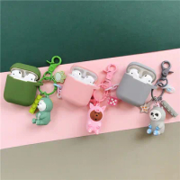 Cartoon Cute Case For AirPods Panda Bear Keychain Shockproof Bluetooth Wireless Headphones Cover for Apple Airpods 2 Accessories