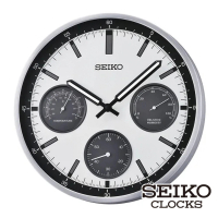 【SEIKO 精工】三眼造型時鐘掛鐘 QXA823S(EIKO、掛鐘、日本原廠機芯、靜音指針、溫/濕度 SK048)