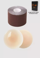 Kiss & Tell Premium Non Adhesive Nubra Nipple Cover and 5cm Body Tape Invisible Breast Lifting and S