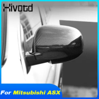Hivotd Chrome Rearview Mirror Cover Side Wing Cap Carbon Exterior Accessories Protector Parts For Mitsubishi ASX 2020 2021 2022