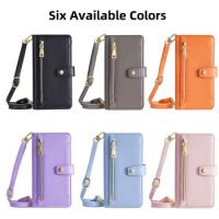 Zipper Wallet Case Multi Cards Flip Cover For OPPO Realme GT2 Neo 3T 9i 6S X5 C11 X3 C15 V5 V3 Q3S Q2 Pro Hand Strap Phone Case