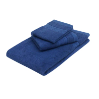 【MORINO】美國棉五星級緞檔方巾毛巾浴巾3入組(釉藍)