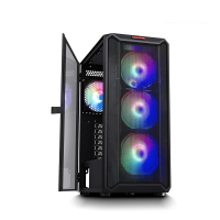 USB3.0彩色定光風扇 遊戲機殼(全開玻璃磁吸側板+燈光關開鍵)