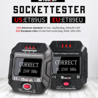 TOOLTOP ET89 EU US UK Socket Tester Digital Display Electric Socket Detector Voltage Frequency Wiring RCD Test
