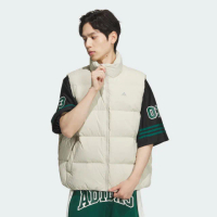 【adidas 愛迪達】羽絨背心 男款 運動 保暖 BB ACT VDN M 米白 JJ4963